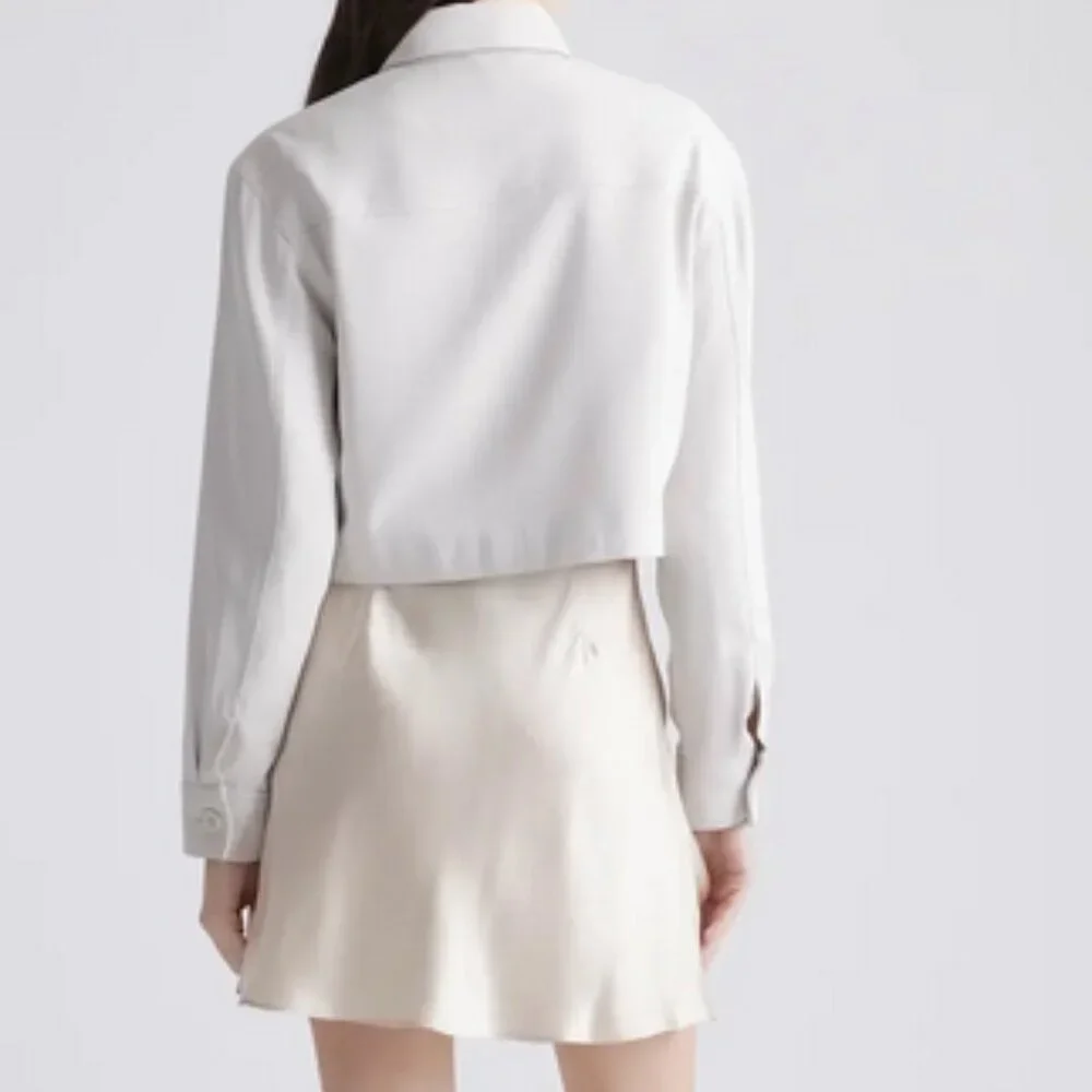 NWT Quince Stretch Crepe Cropped Jacket in Sand Sz XS - Picture 7 of 9